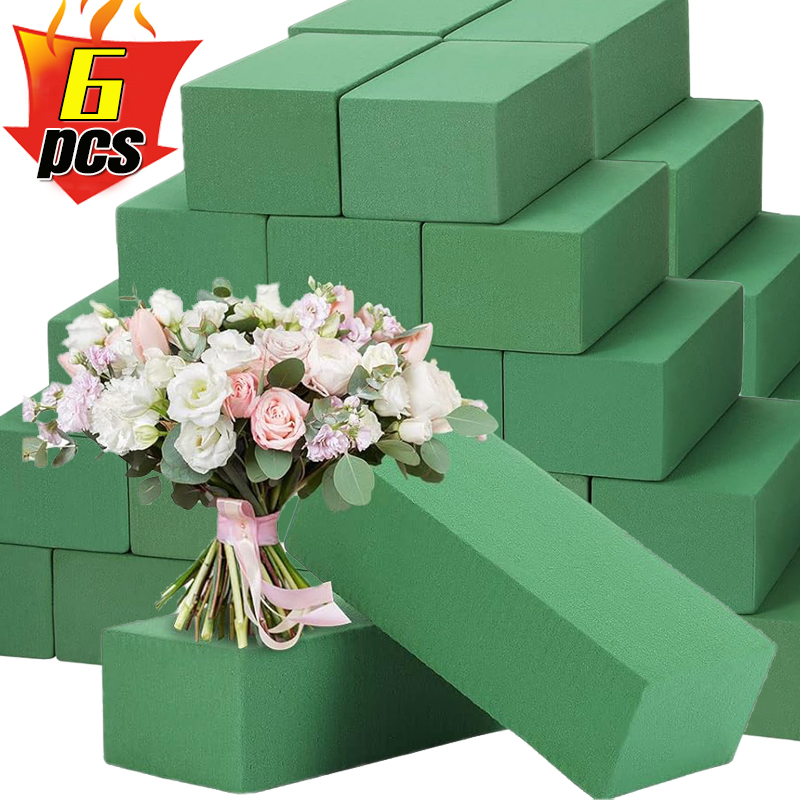 Floral Foam Oasis - 6/1 個花用フォームブロック長方形グリーン人工乾湿花泥アレンジメント用ホームウェディングパーティーの装飾ガーデン用品