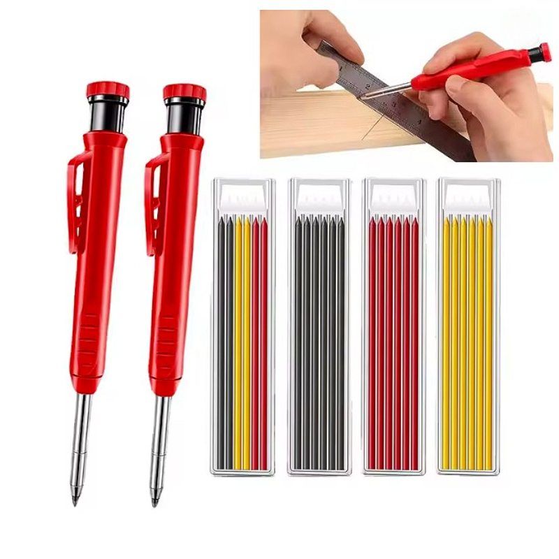 Staedtler Pencil Lumocolor - 固体大工鉛筆セット木工ツール機械式 3 色リフィル建設作業大工マーキングスクライバー
