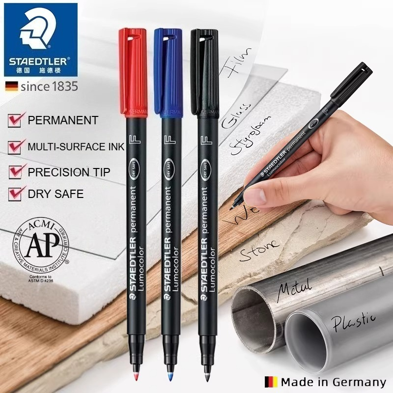 Staedtler Pencil Lumocolor - 1本入り ステッドラー ルモカラー ユニバーサルペン、フェルトチップ、永久マーカー、カラーペン、0.4mm / 1.0mm、ほとんどの表面に滑らかに書ける