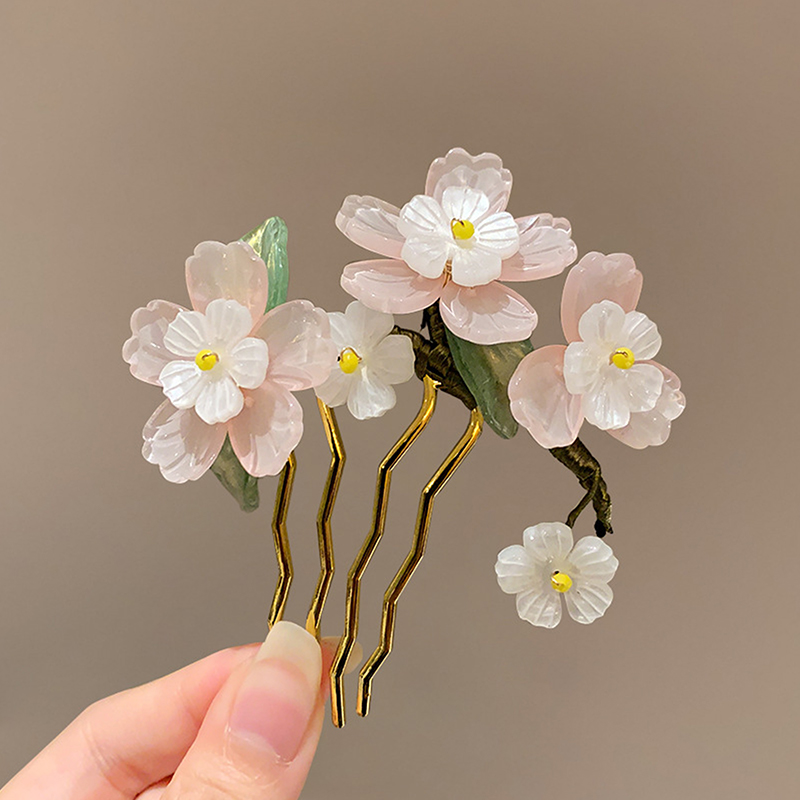 Supply Florist - 1Pc 古典的なヘアコーム中国風ヘアスティック U 字型花チャイナヘアピン韓服アクセサリー