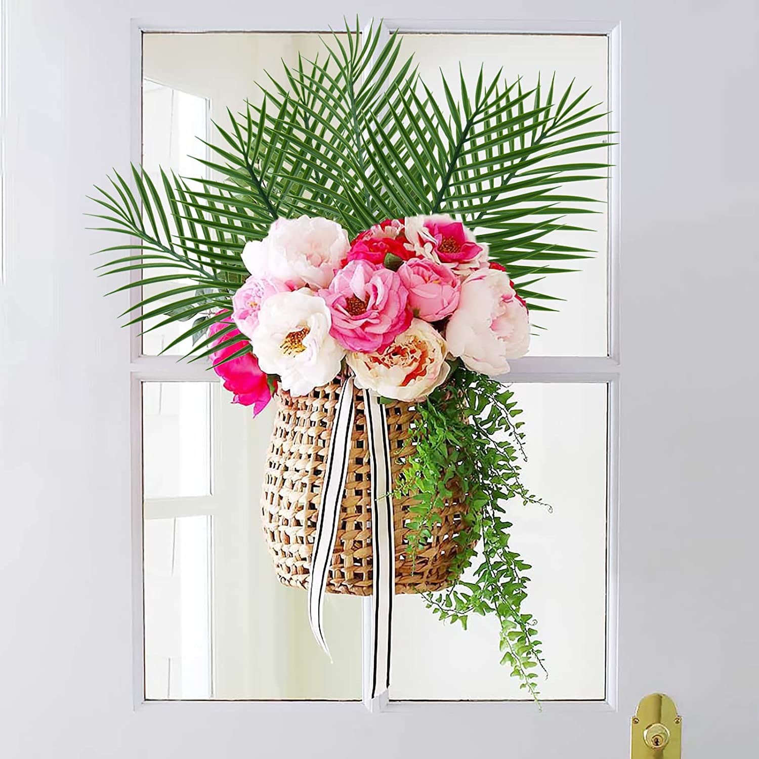 5 個ゴールデン人工ヤシの葉偽熱帯植物造花屋内屋外ホーム D - Palm Leaf Dried のレビューと価格