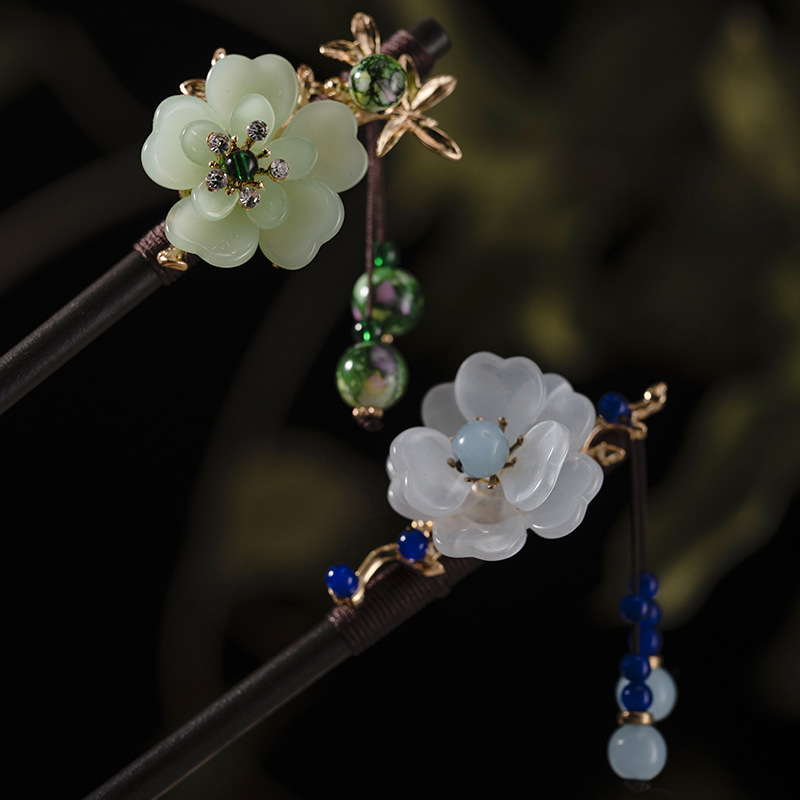 1Pc 木製ヘアピン頭飾り女性のための中国風の花のタッセルヘ - Supply Florist のレビューと価格
