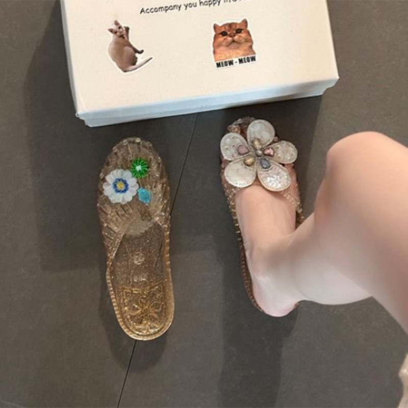 韓国クリスタルフラワーゼリーシューズ女性のドーパミン DIY - Supply Florist のレビューと価格