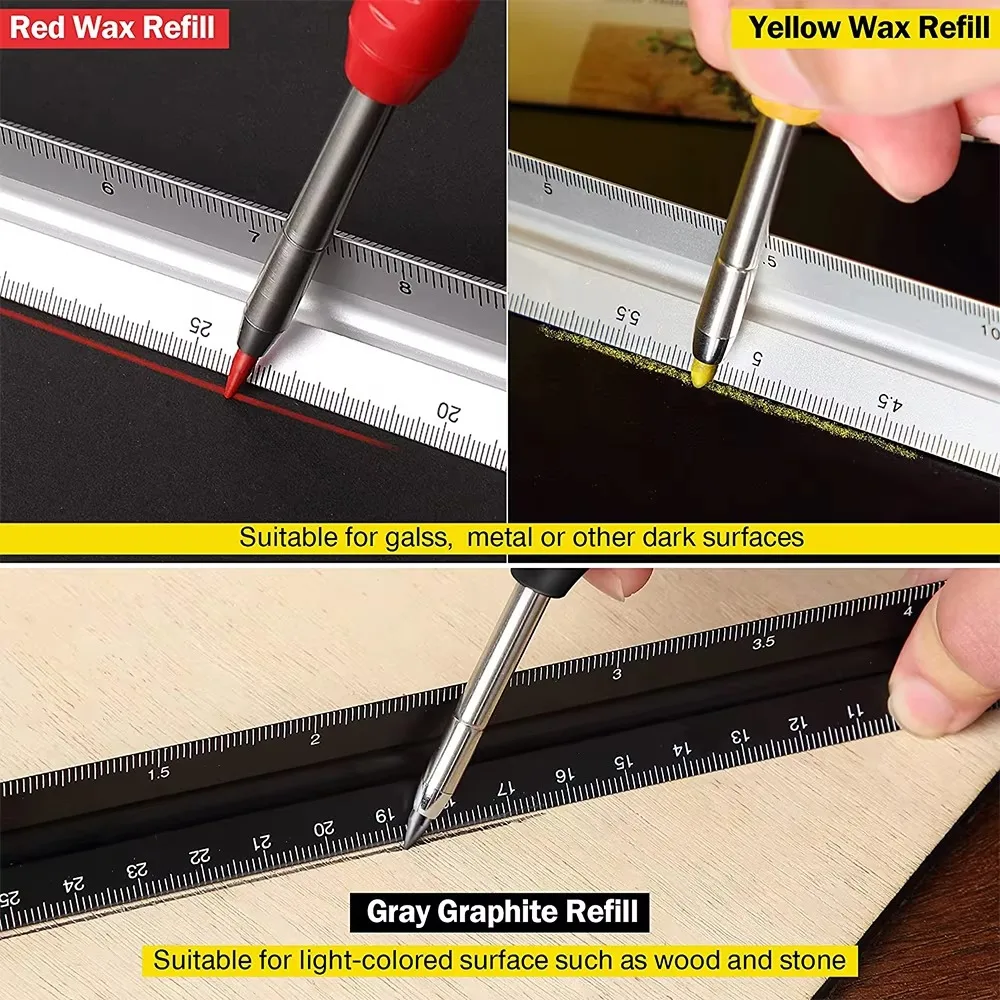 固体大工鉛筆セット木工ツール機械式 3 色リフィル建設作業大 - Staedtler Pencil Lumocolor のレビューと価格