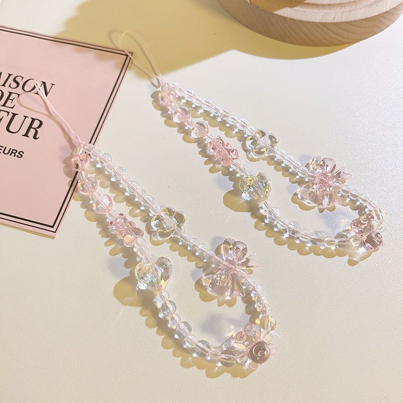 携帯電話ストラップキーホルダー女性女の子韓国ピンククマ蝶花電 - Supply Florist のレビューと価格