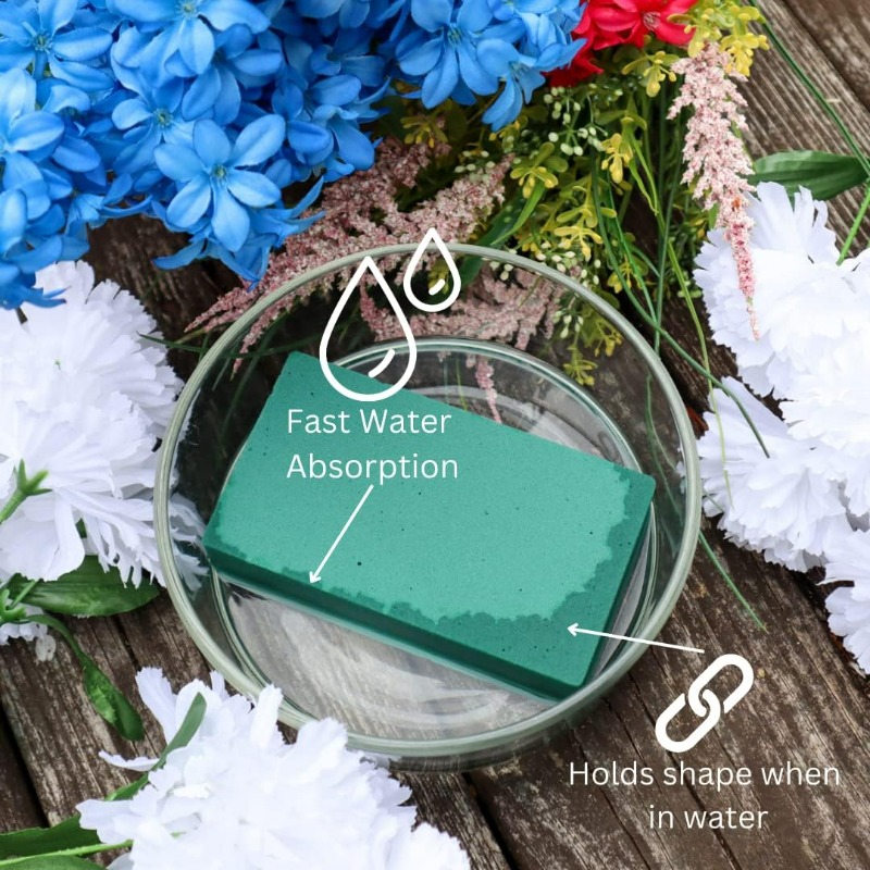 正方形のフローラルフォームブロック、カット可能、乾湿両用グリ - Floral Foam Oasis のレビューと価格