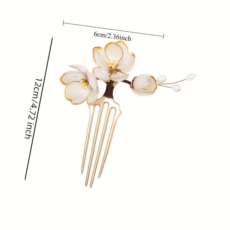 中国風シェルマグノリアフラワーヘアコーム、パールタッセル付き - Supply Florist のレビューと価格
